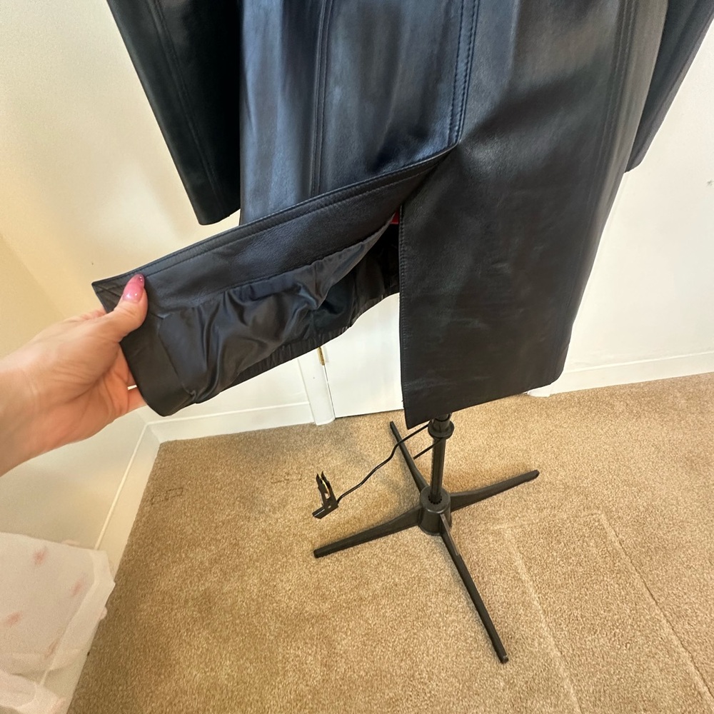 Katherine Kelly Black Lamb Leather Zip-Front Coat, SZ S, made in Korea - Picture 5 of 9